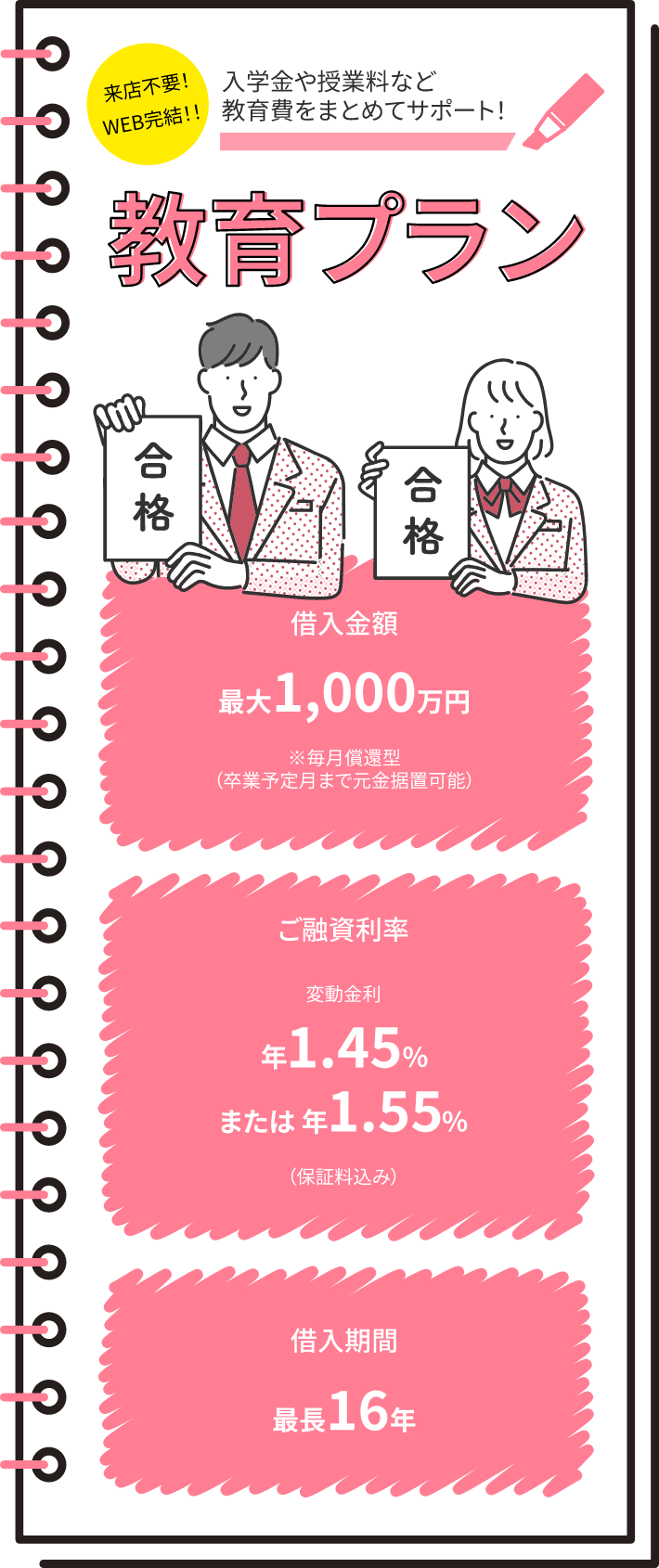 教育プラン 入学金や授業料など教育費をまとめてサポート!